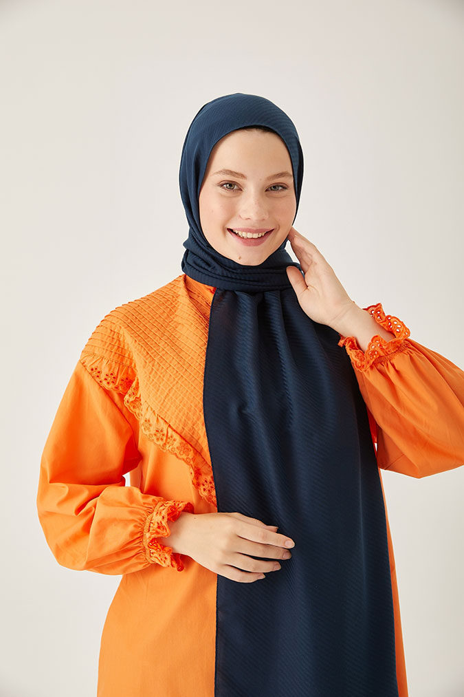 Çizgili İpeksi Pamuk Jakar Şal