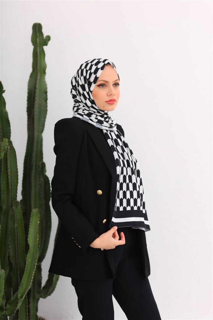 Jasmine Dijital Medine İpeği Kaz Ayağı Desen