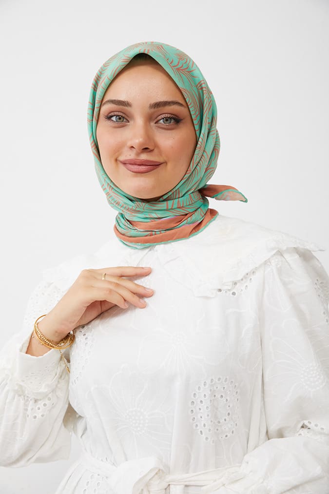 Dijital Soft Eşarp Yaprak Desen