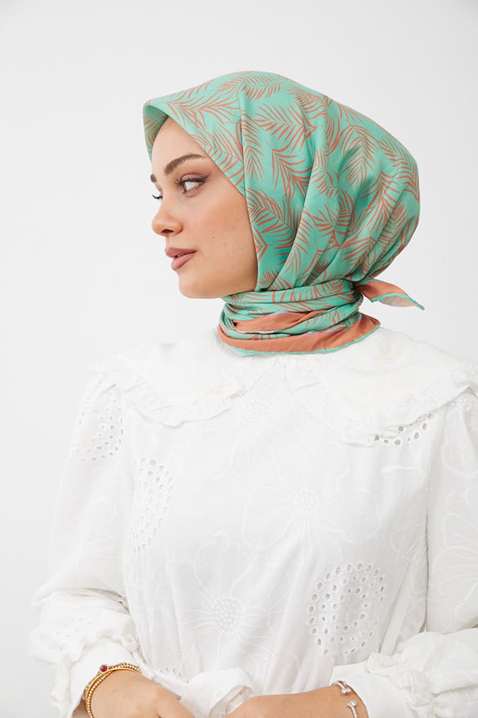 Dijital Soft Eşarp Yaprak Desen
