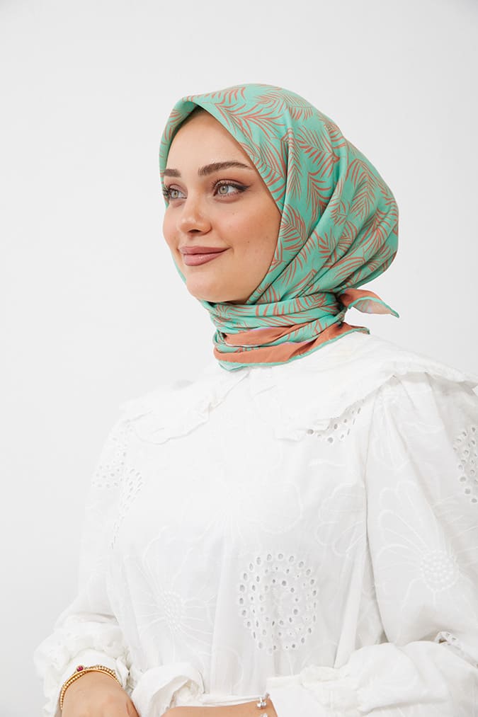 Dijital Soft Eşarp Yaprak Desen