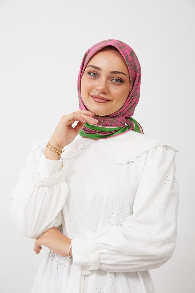 Dijital Soft Eşarp Yaprak Desen