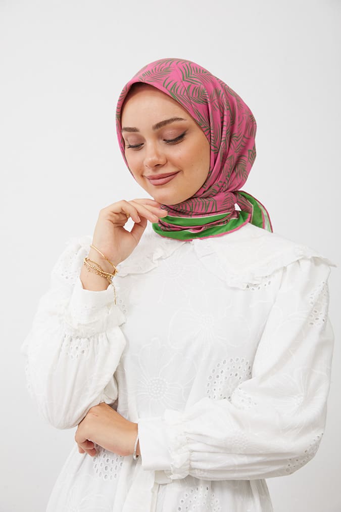 Dijital Soft Eşarp Yaprak Desen
