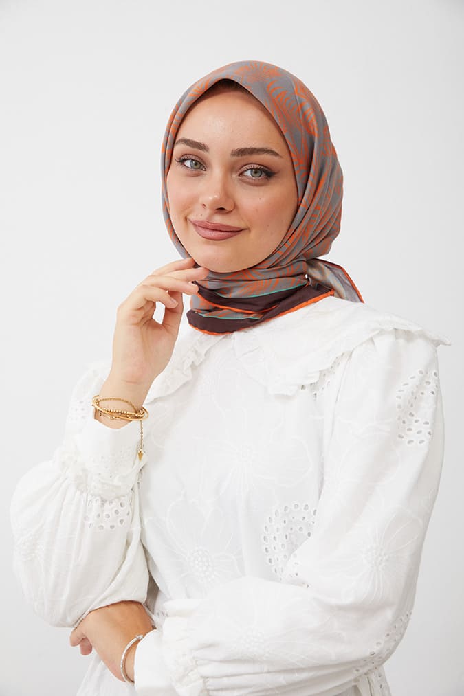 Dijital Soft Eşarp Yaprak Desen