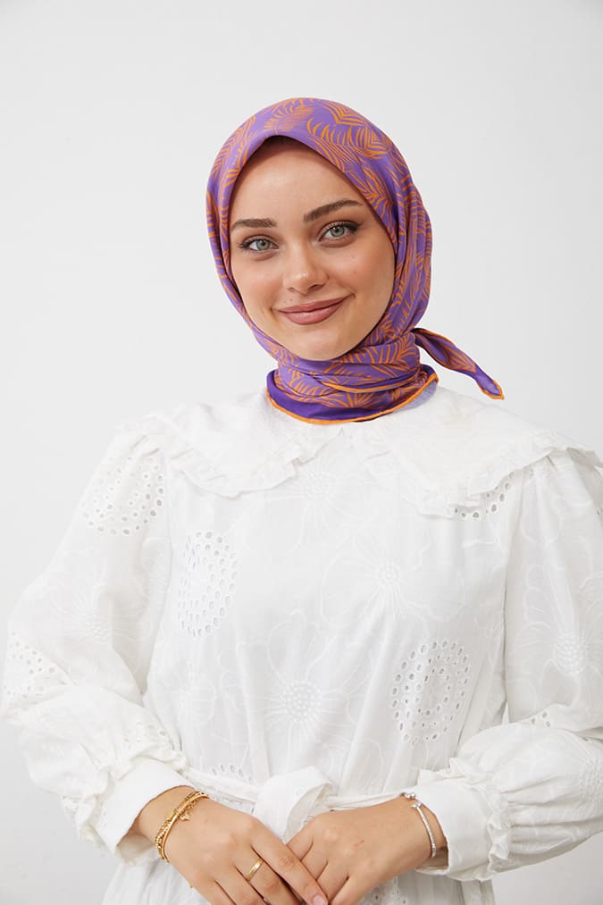 Dijital Soft Eşarp Yaprak Desen
