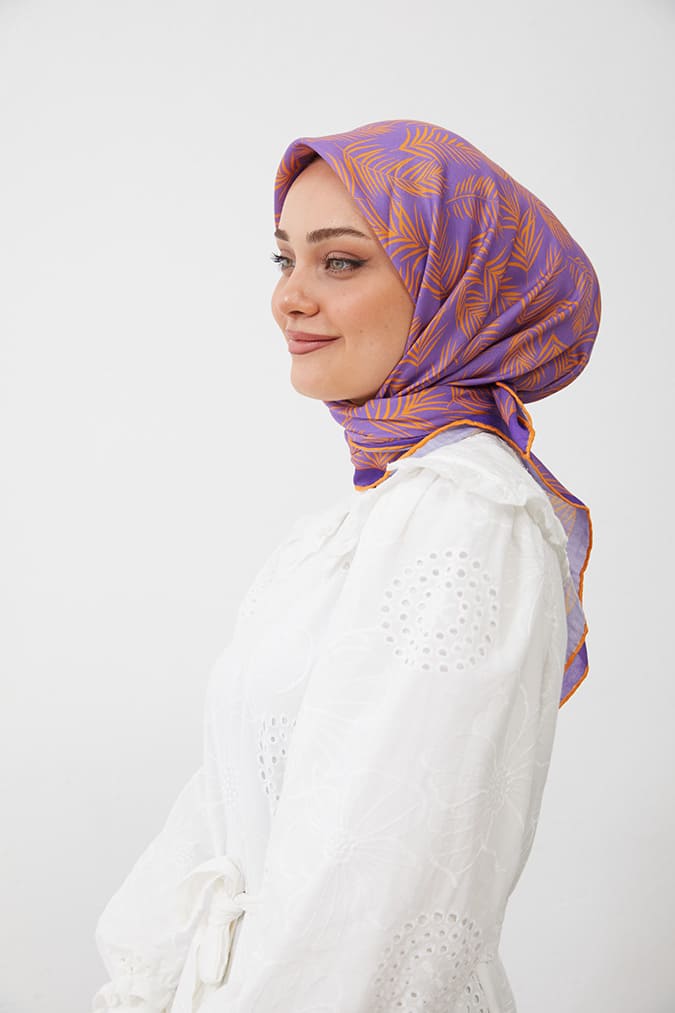 Dijital Soft Eşarp Yaprak Desen