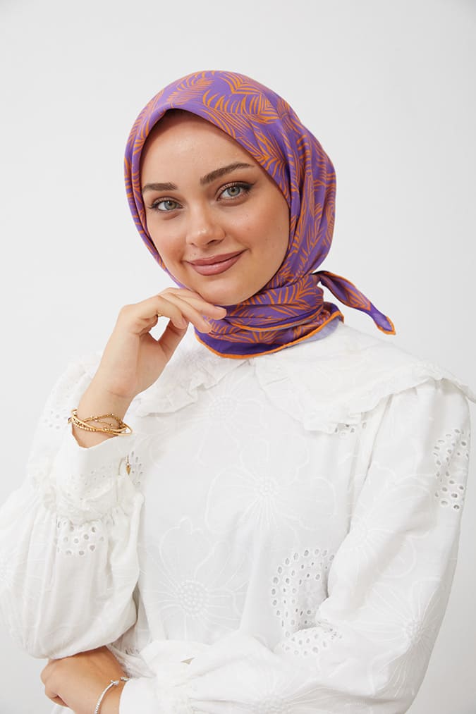Dijital Soft Eşarp Yaprak Desen