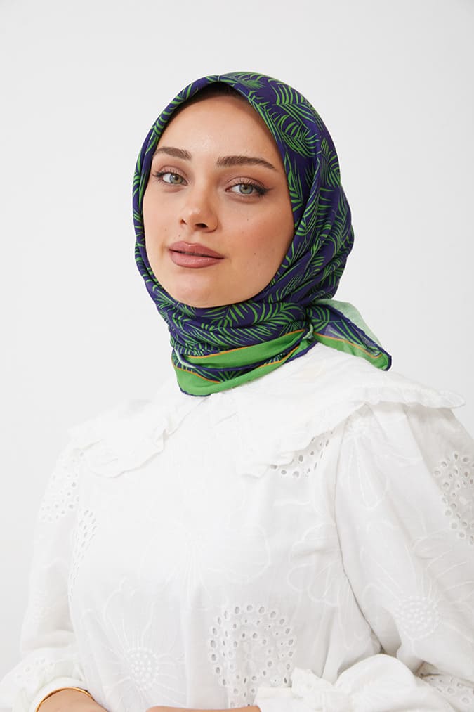 Dijital Soft Eşarp Yaprak Desen