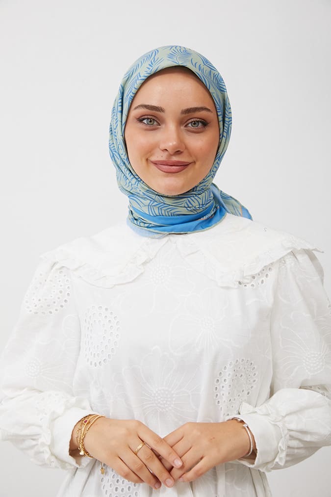 Dijital Soft Eşarp Yaprak Desen