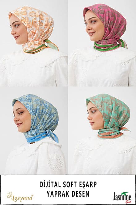Dijital Soft Eşarp Yaprak Desen