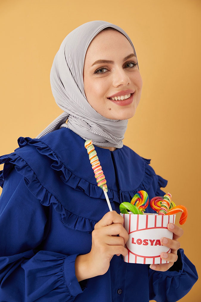 Düz Pliseli Eşarp