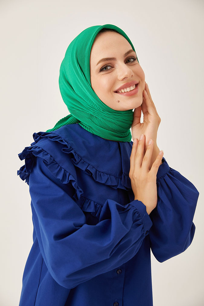 Düz Pliseli Eşarp