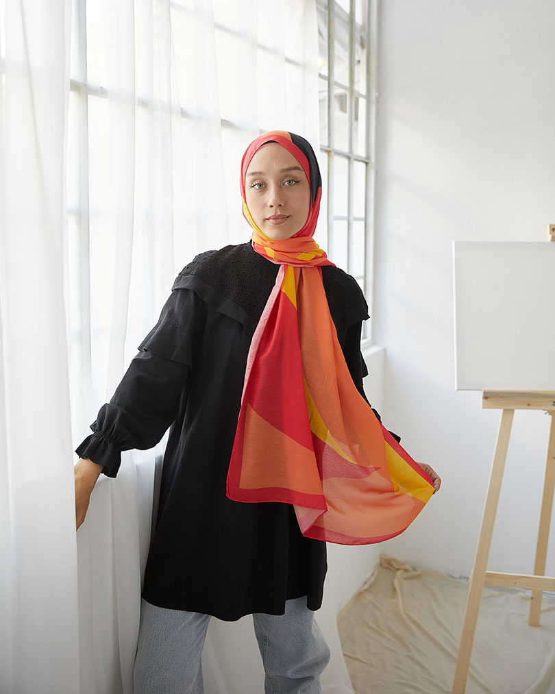 Geometrik desen Dijital Soft Şal