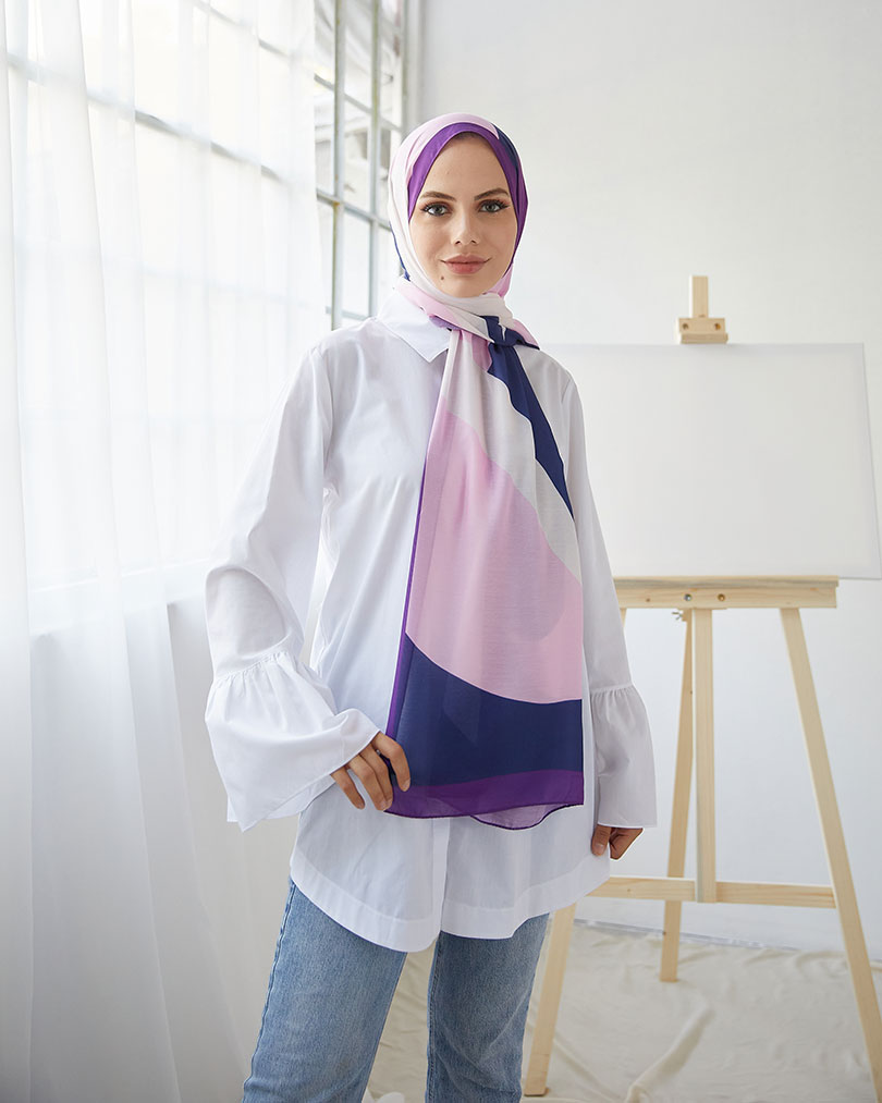 Geometrik desen Dijital Soft Şal