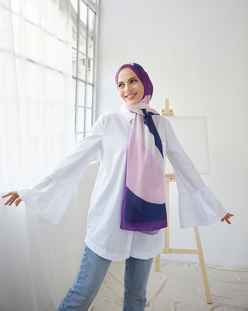Geometrik desen Dijital Soft Şal