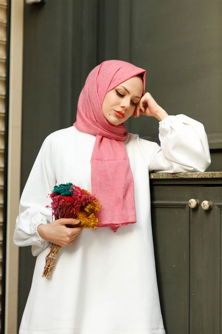 Harmony Pamuk Keten Şal Gül Kurusu