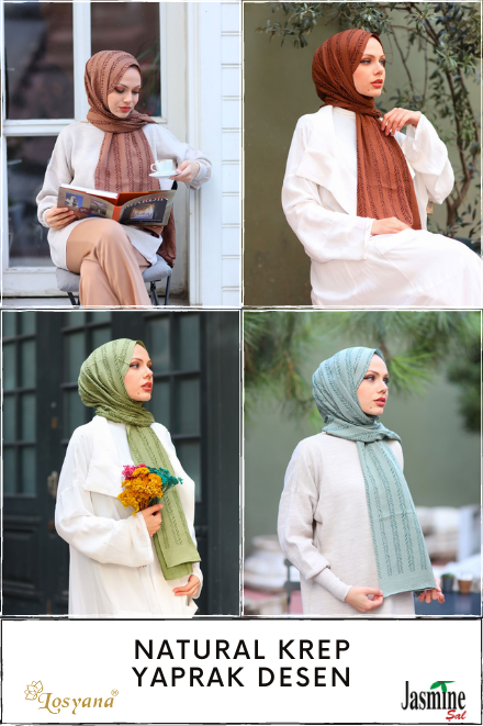 JASMİNE NATURAL KREP YAPRAK DESEN