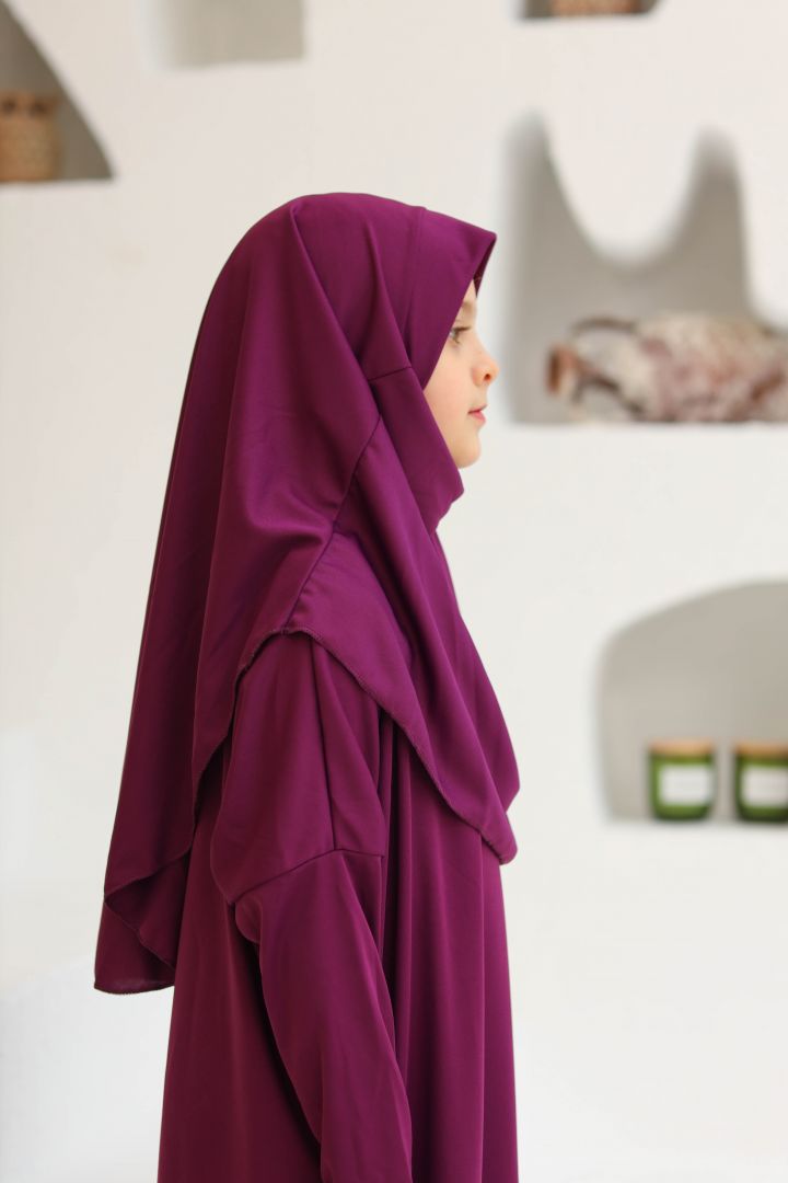 Tek Parça Fermuarlı Namaz Elbisesi Mürdüm