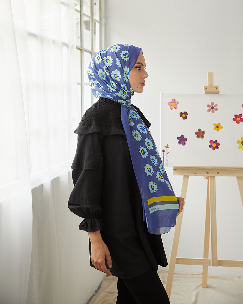 Papatya Desen Dijital Soft Şal