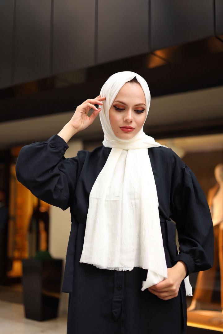 Bambu Kraş Şal Koleksiyonu  Beyaz